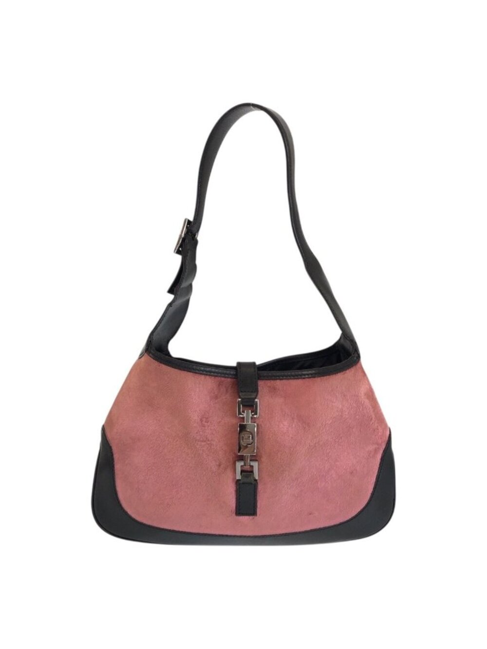 Gucci Jackie Pink Black Silver Velour Leather 001 Shoulder Bag